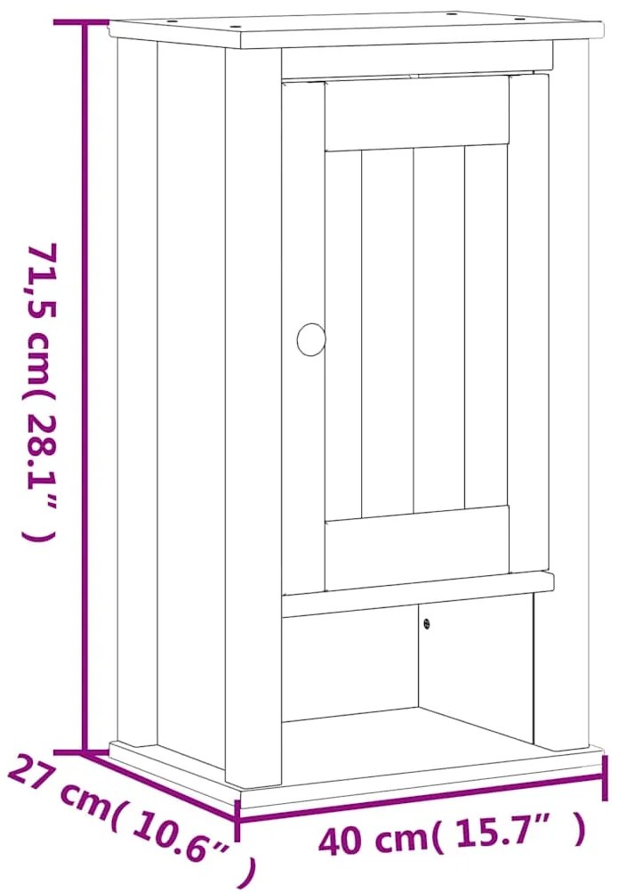 Móvel de parede p/ WC BERG 40x27x71,5 cm pinho maciço preto