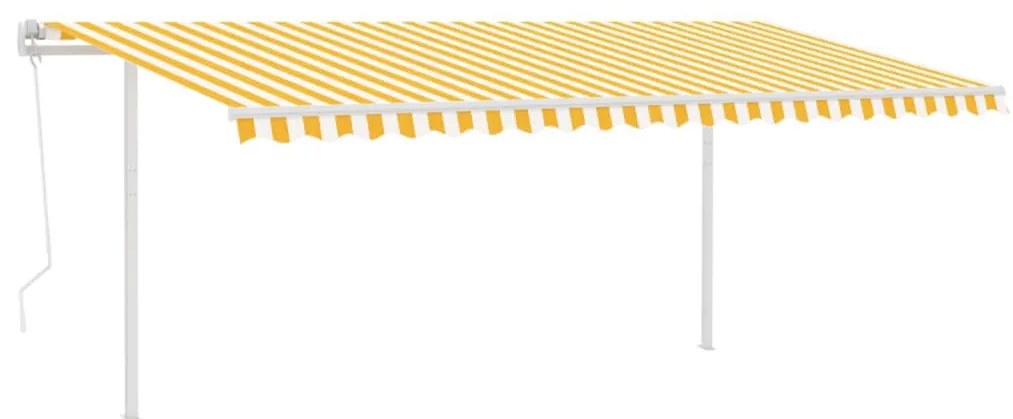Toldo retrátil automático com postes 5x3 m amarelo e branco