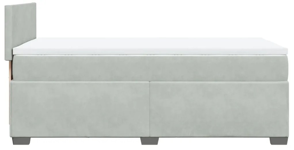 Cama com molas/colchão 80x200 cm veludo cinza-claro