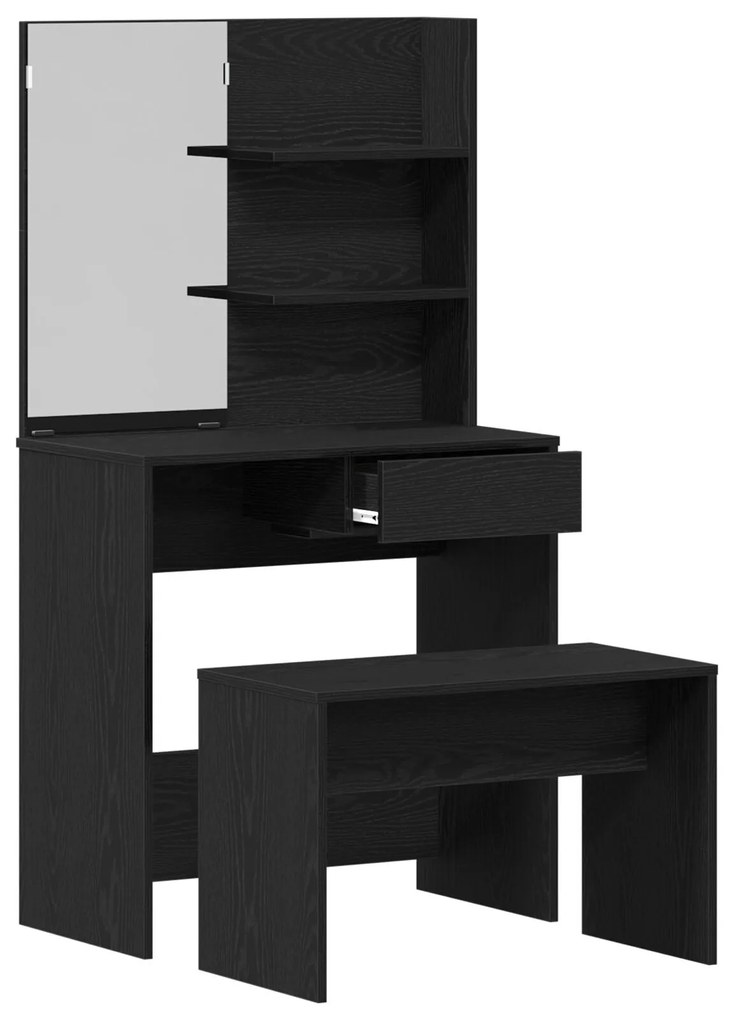 Conjunto de Tocador vidaXL Carvalho Preto Madeira de Engenharia, Tocad