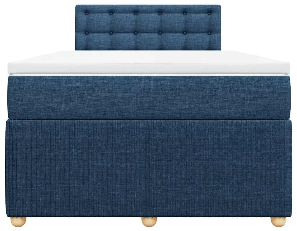 Cama boxspring com colchão 120x190 cm tecido azul