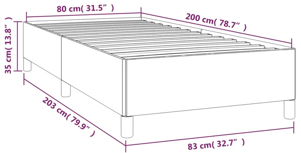 Estrutura de cama sem colchão 80x200 cm veludo cinzento-claro