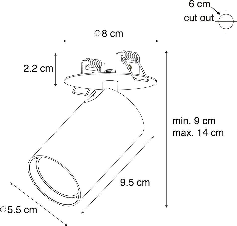 Foco embutido moderno preto GU10 50mm - Chels