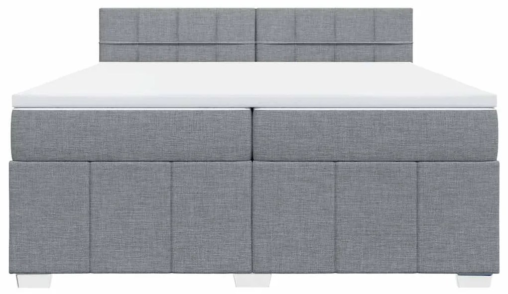 Cama com molas/colchão 200x200 cm tecido cinza-claro