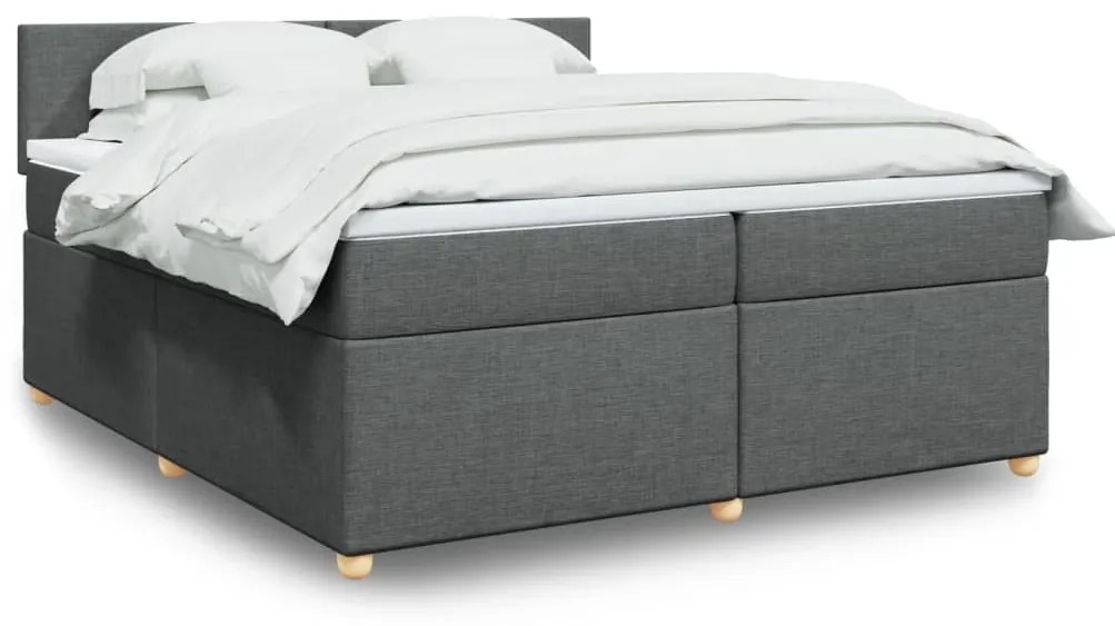 Cama com molas/colchão 200x200 cm tecido cinzento-escuro