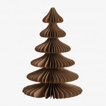 Árvore De Natal Em Papel Navira ↑15 Cm & Castanho Caramelo Com Borda Dourada - Sklum