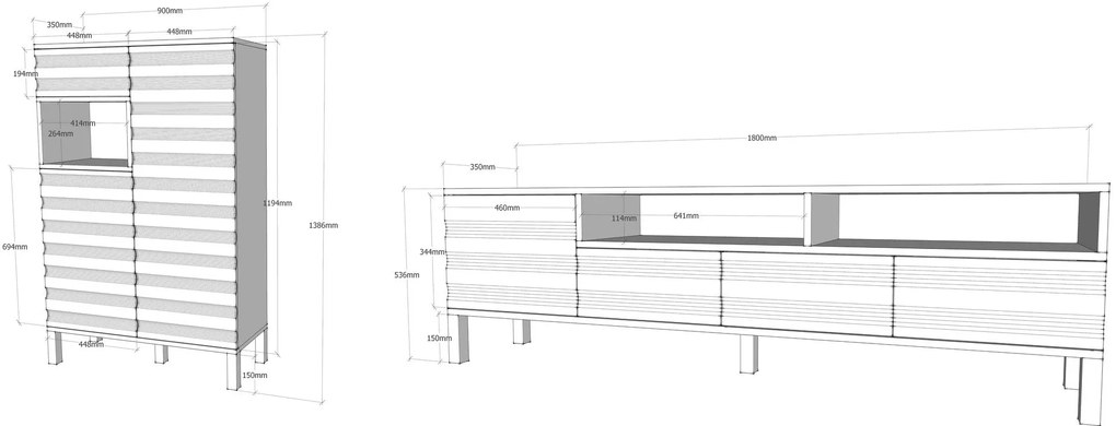 Móvel TV Adel – Branco/Antracite – 180x53,6x35 cm
