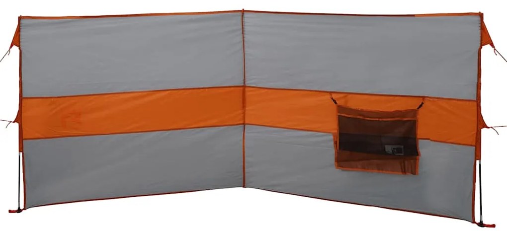 Corta-vento de campismo 344x120 cm impermeável cinza/laranja