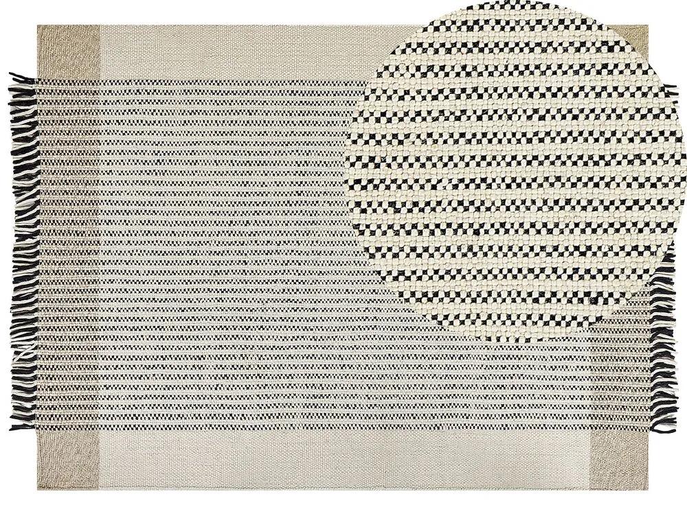 Tapete de lã creme e preta 160 x 230 cm DIVARLI Beliani