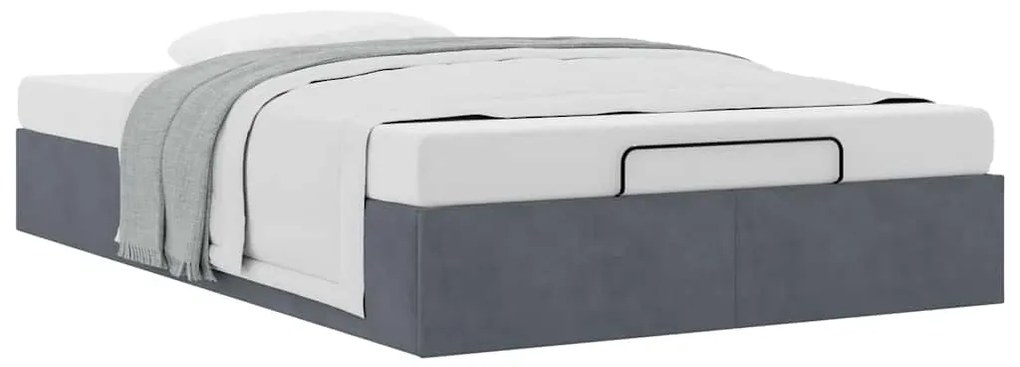 Otomano Bed Frame No Colchão Cinzento Escuro 120x190 cm Veludo