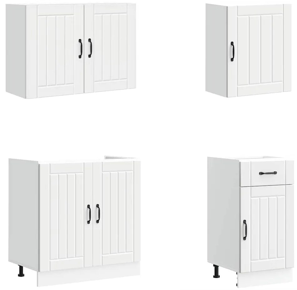 7 peças armário de cozinha conjunto Lucca branco