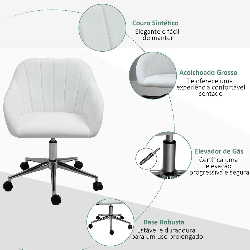 Cadeira Wek Ergonómica Giratória com Altura Ajustável - Branco – Desig