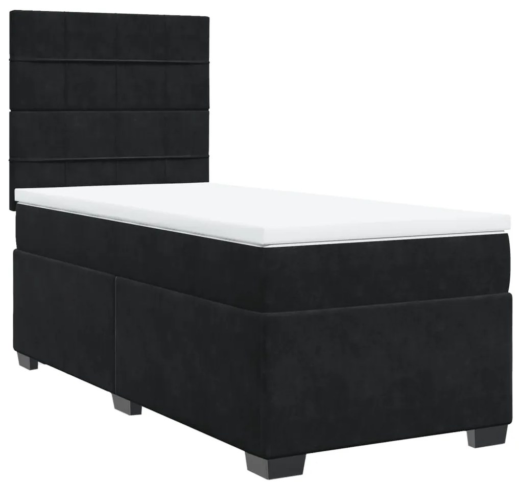 Cama com molas/colchão 100x200 cm veludo preto