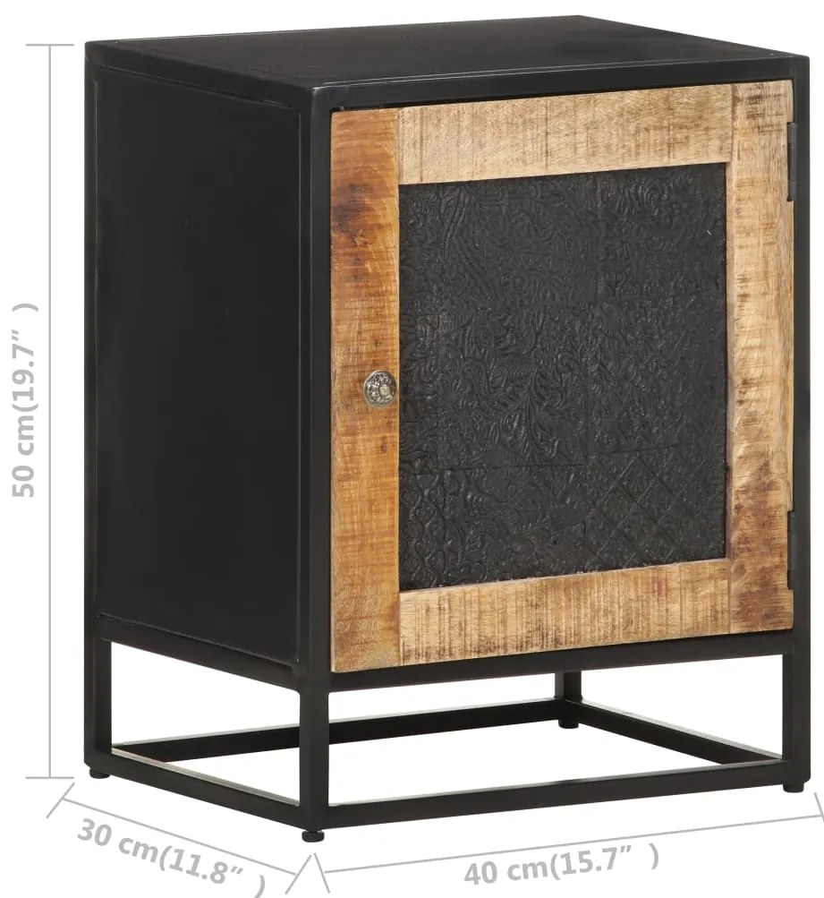 Mesa de cabeceira 40x30x50 cm madeira de mangueira áspera