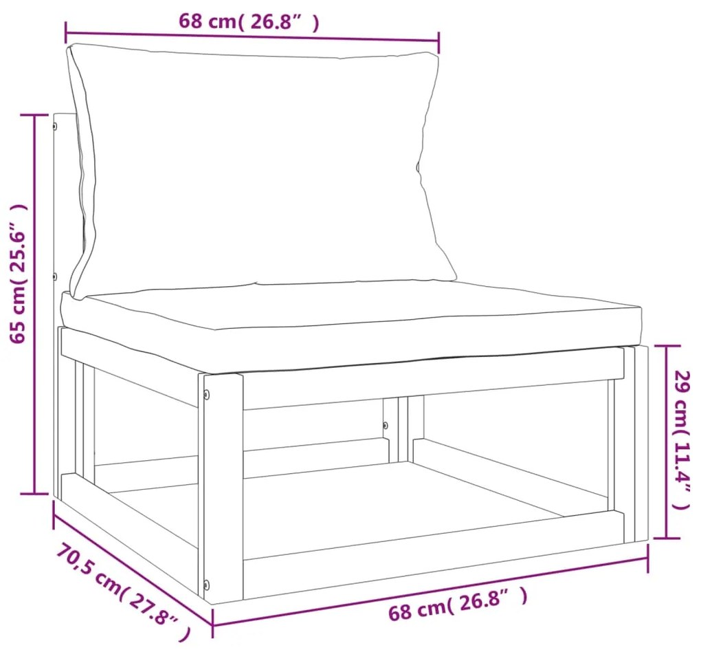 8 pcs conj. lounge jardim madeira c/almofadões verdes