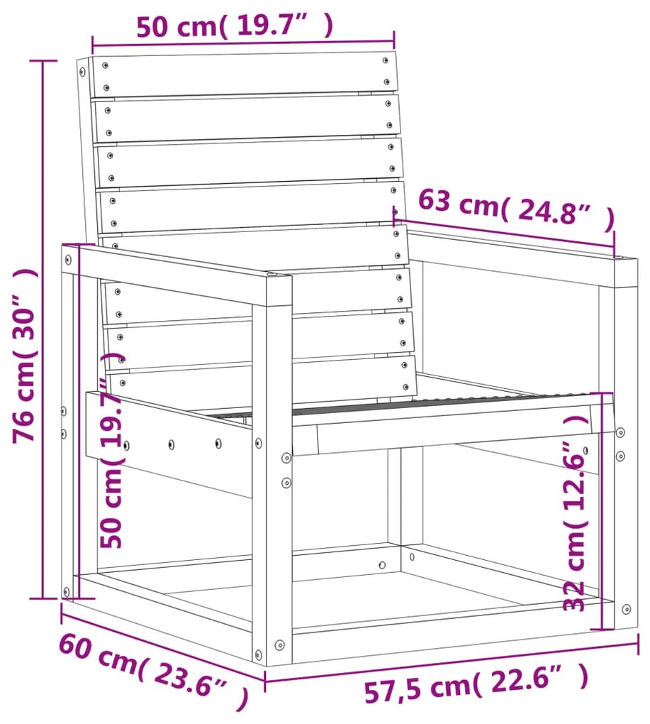 Cadeira de jardim 57,5x63x76 cm pinho maciço branco