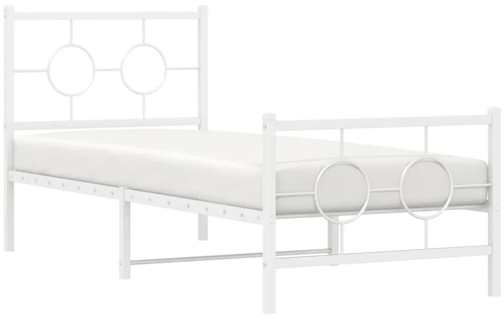 Estrutura de cama com cabeceira e pés 80x200 cm metal branco