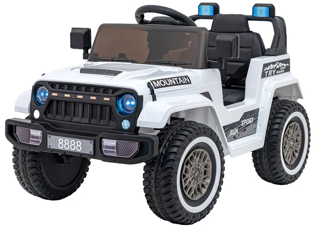 Carro elétrico para Crianças Off Road MOUNTAIN 12V Rodas Espuma EVA, Assento Couro ecológico Branco