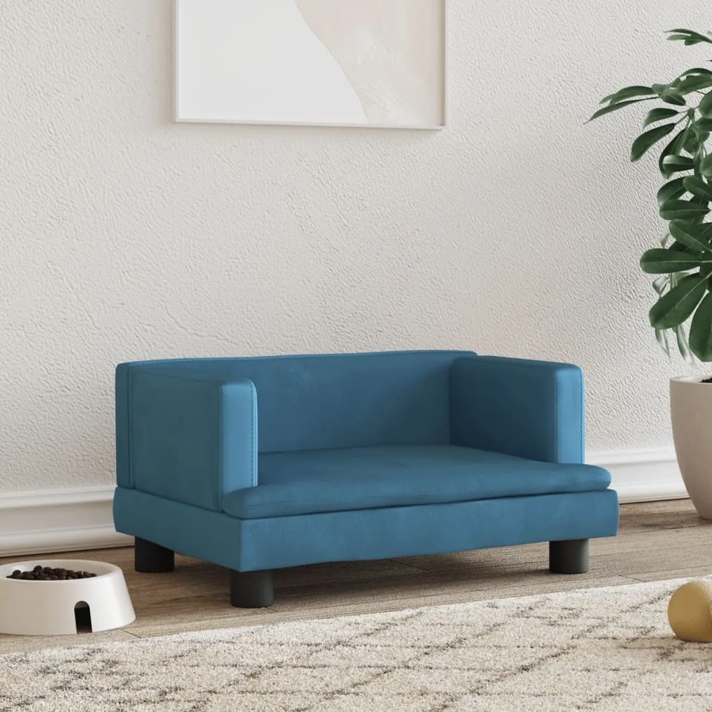 171906 vidaXL Cama para cães 60x40x30 cm veludo azul