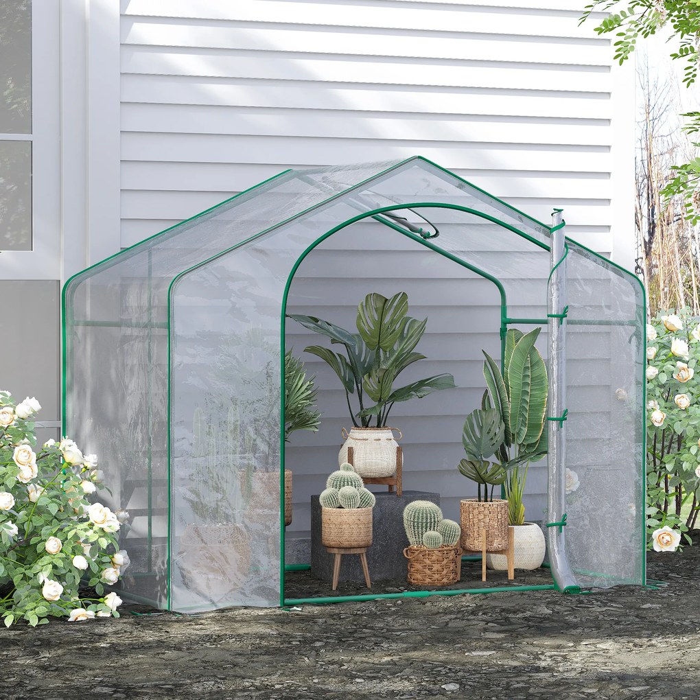 Outsunny Estufa Transparente de Jardim 180x100x168 cm Estufa de Jardim com Porta Enrolável e Estrutura de Aço Transparente