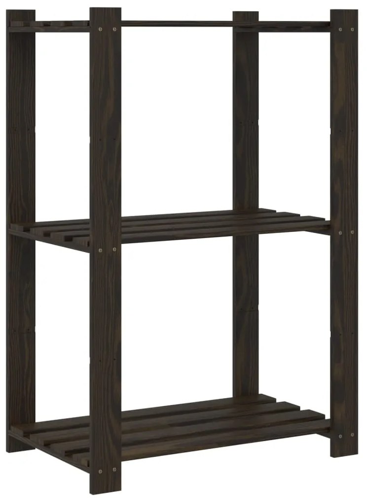 Unidade de 3 prateleiras 60x38x90 cm pinho maciço preto