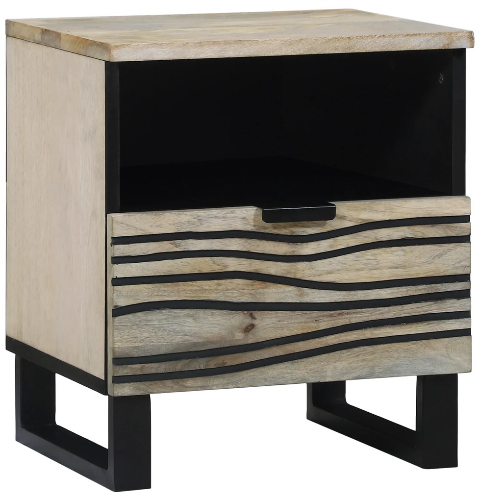 vidaXL Mesas de cabeceira com gaveta Branco e preto 40 x 33 x 46 cm