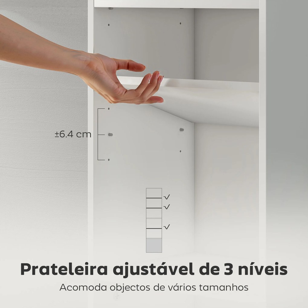 Estante de 6 Níveis Estante para Livros com Prateleiras Ajustáveis e Armário Estante Moderna 40x30x156 cm Branco