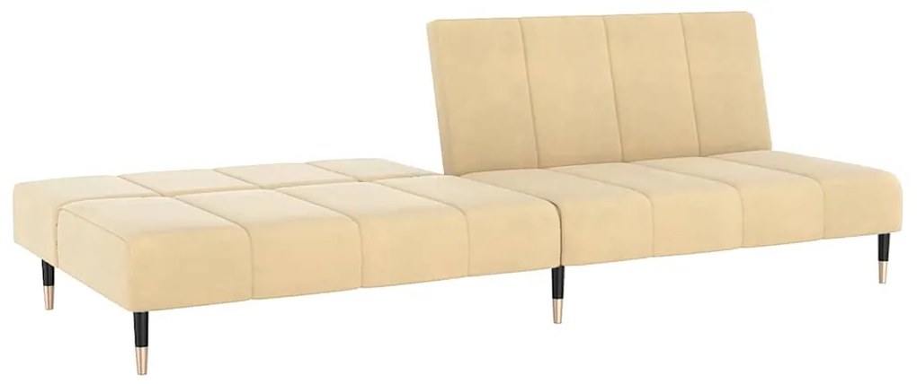 Sofá-cama de 2 lugares veludo cor creme