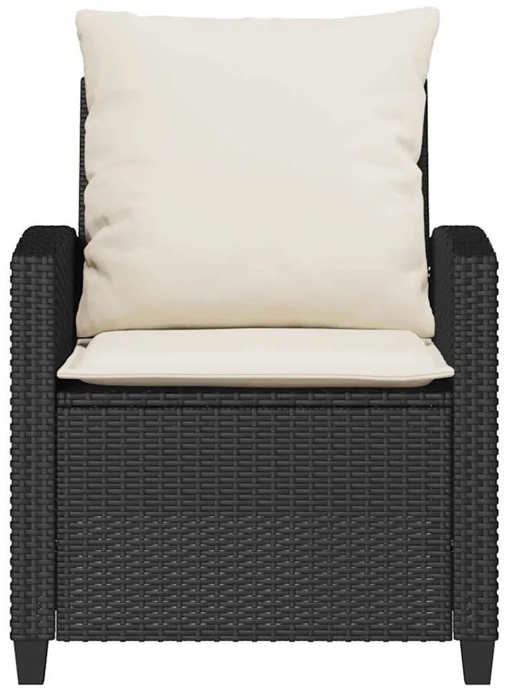 4 pcs conjunto de sofás para jardim c/ almofadões vime PE preto