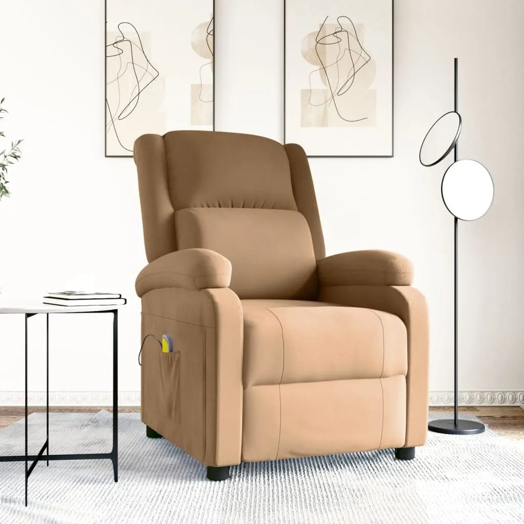 342418 vidaXL Poltrona de massagens veludo castanho