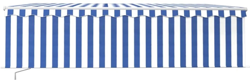 Toldo retrátil manual com estore 5x3 m azul e branco