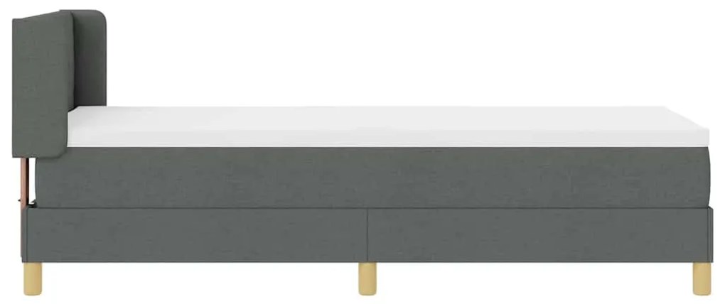 Cama Box com Colchão - Cinza Escuro, 80x200 cm, Têxtil.