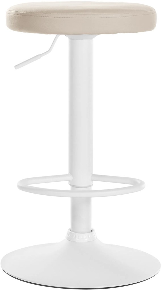Banco de bar Ponte em couro sintético e com estrutura branca 38,5 x 60-81 x 38,5 cm Creme