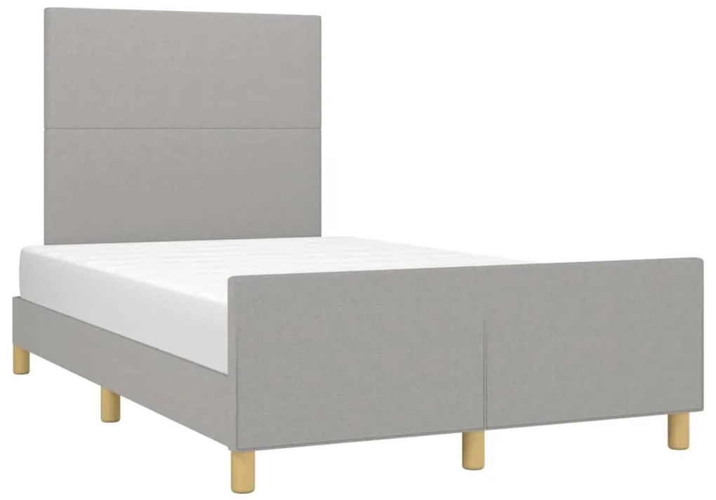 Estrutura de cama sem colchão 120x200 cm tecido cinzento-claro