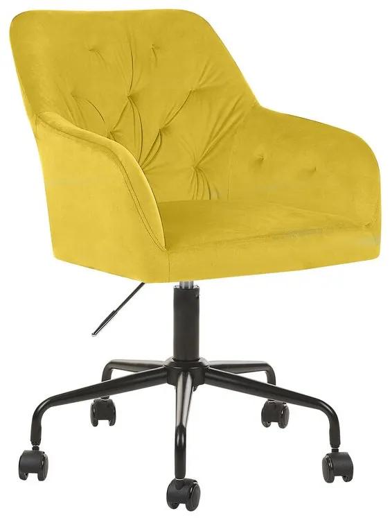 Cadeira de escritório em veludo amarelo ANTARES Beliani