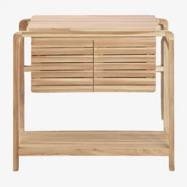 Conjunto De Móvel De Casa De Banho Em Madeira De Teca Bradley Sem Lavatório & Sem Espelho & Sem Torneira & ↔︎ 90 Cm - Sklum