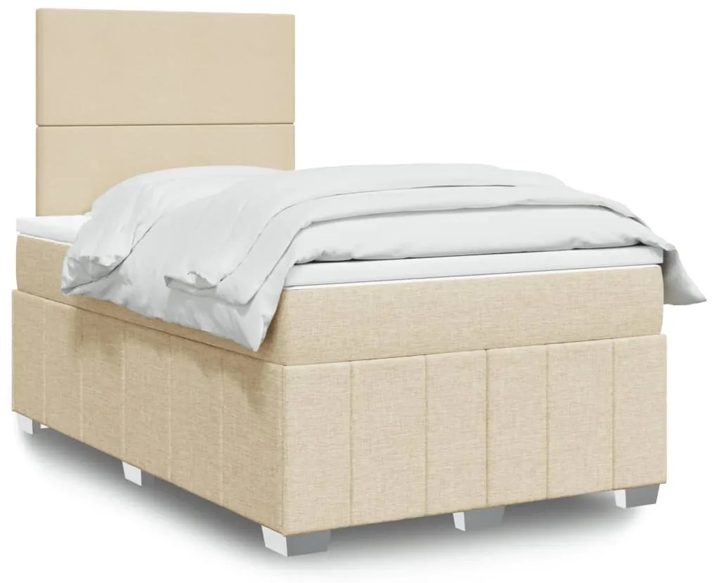 Cama boxspring com colchão 120x190 cm tecido cor creme