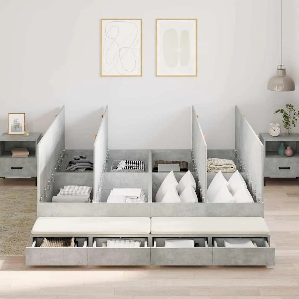 Estrado de Cama Cinzento Concreto 180x200 cm