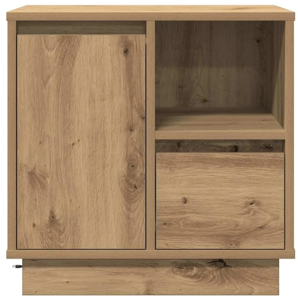 Camas de Cabeceira com LED 2 pcs Carvalho Artesanal 50x34,5x50 cm