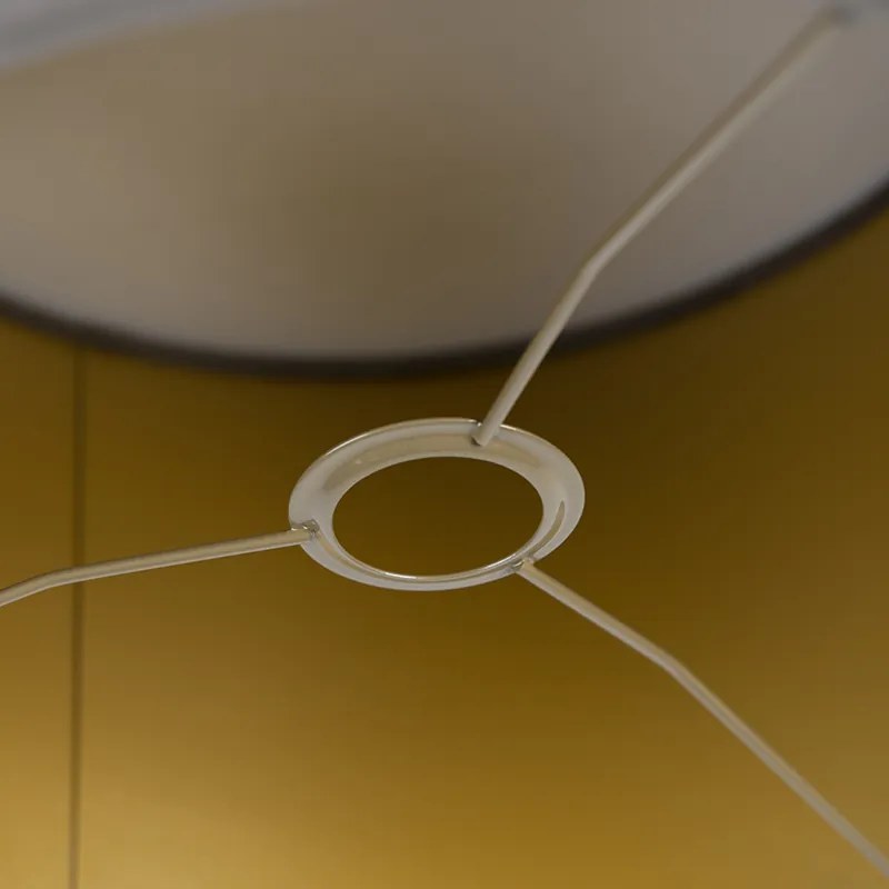 Abajur de veludo Taupe 35/35/20 com interior dourado