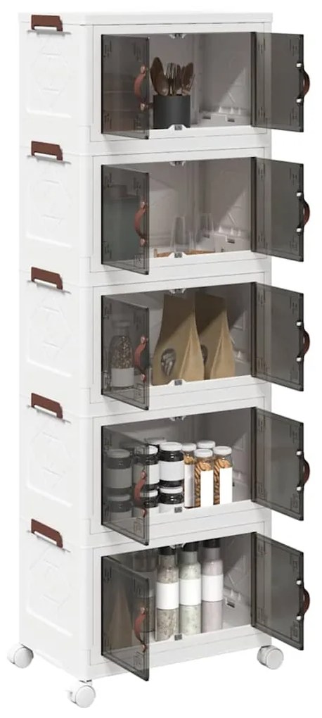 vidaXL Caixa arrumação empilhável rodas 5camadas 28L 48,5x29,5x139cm