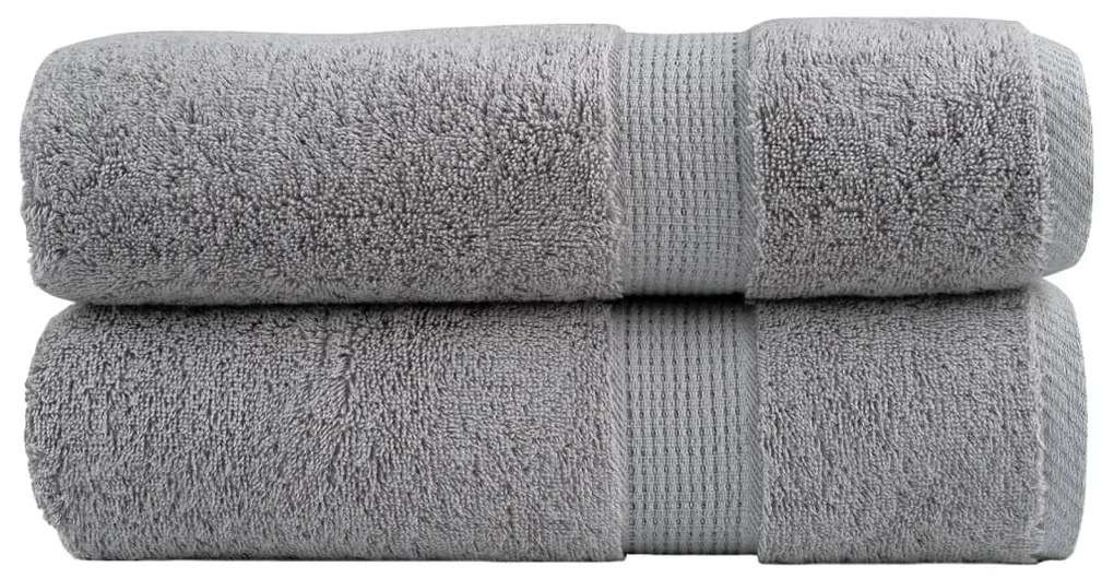 vidaXL Toalhas de banho premium SOLUND 2pcs 100x150cm 600gsm cinzento