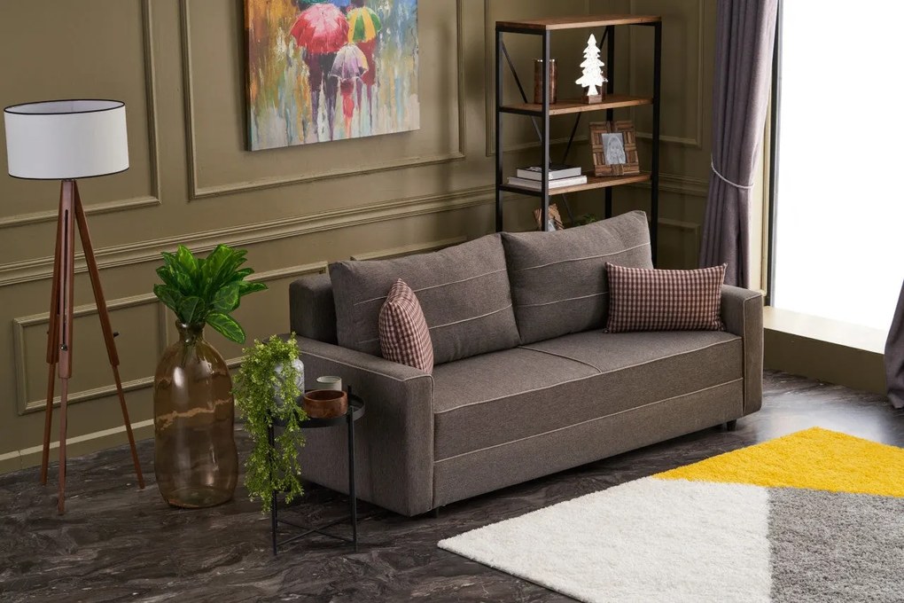 Sofá-Cama de 3 Lugares Ece – Castanho – 215x88x90 cm