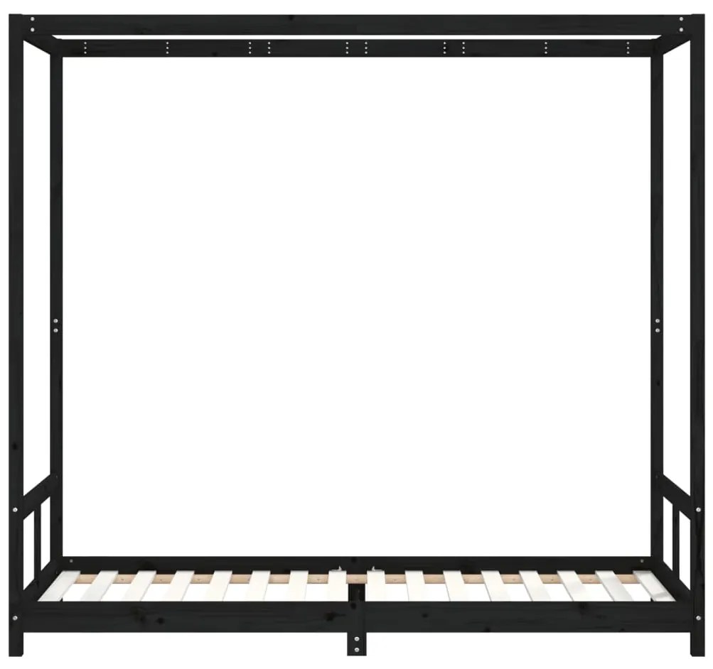 Estrutura de cama infantil 80x200 cm pinho maciço preto