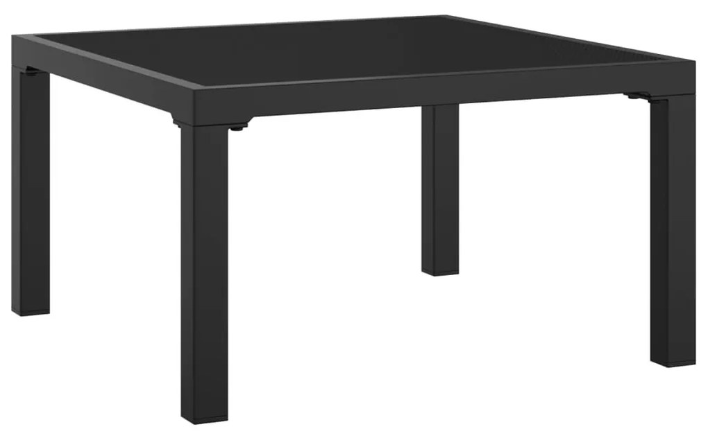 Apoio de pés para jardim com almofadão vime PE preto e cinzento