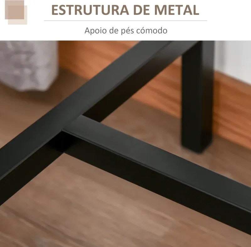 Conjunto de Mesa de Bar com 2 Bancos Conjunto de 3 Peças com 2 Bancos com Encosto e Apoio para Pés Design Industrial Madeira e Preto