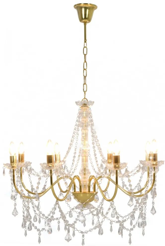 Lustre com contas lâmpadas 8 x E14 dourado