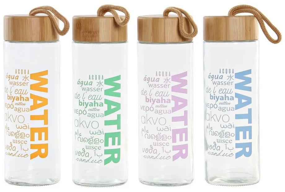 Garrafa de Vidro Dkd Home Decor Water Bambu (4 Pcs) (580 Ml)