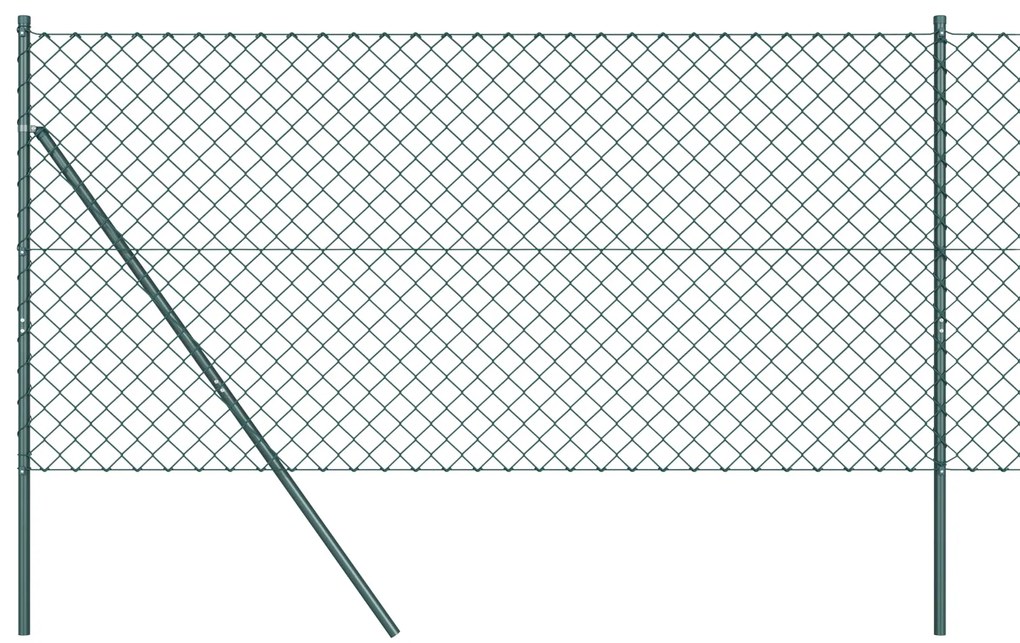 Cerca de Corrente com 7 Postes 1,2x10 m Aço Galvanizado Verde