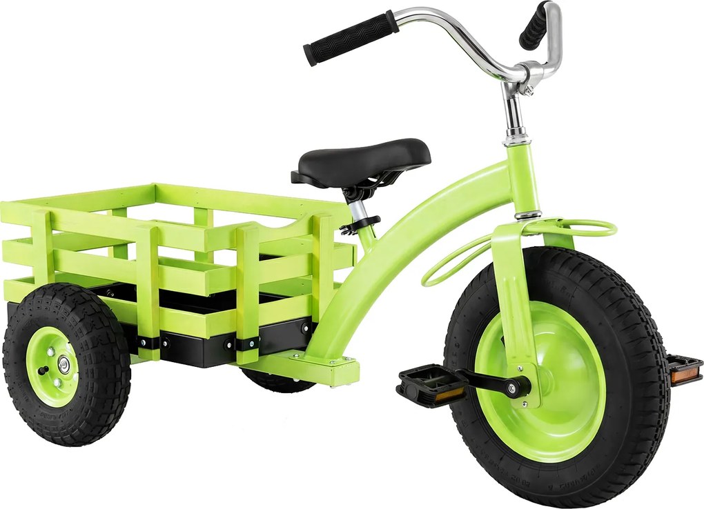 Triciclo Infantil Evolutivo, 117 x 55 x 68 cm, Assento e Guiador Ajustáveis, Verde